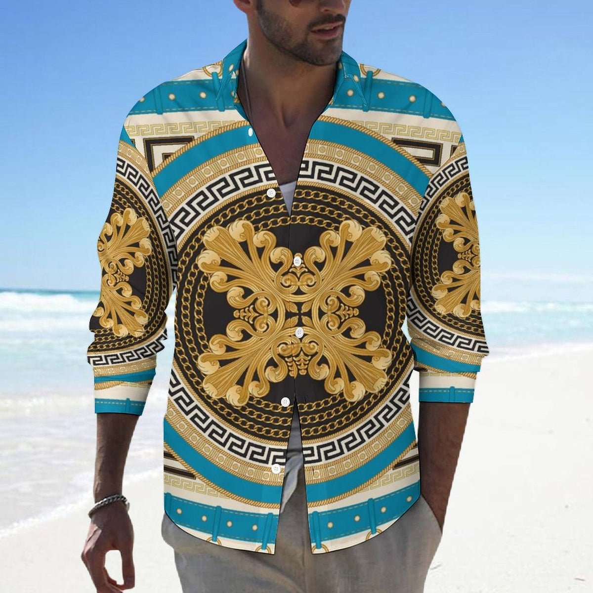 Men's Casual Printed Long Sleeve Shirt 2306103090