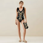 Casual Printed One Piece Swimsuit And Cover Up 2305105226