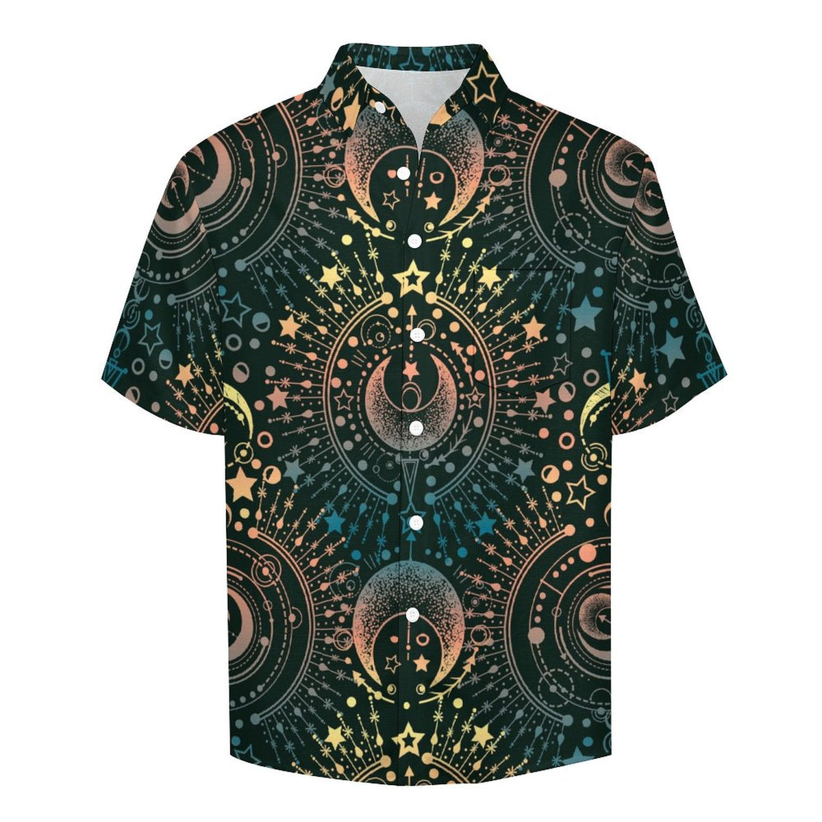 Men's Star And Moon Print Vacation Hawaiian Shirt 2306104044