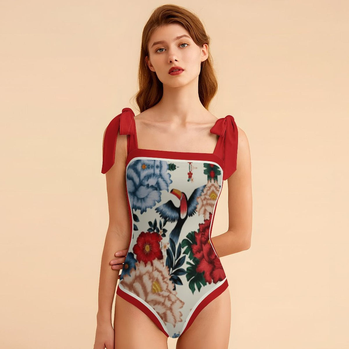 Fashion Printed One Piece Swimsuit And Cover Up 2305104918