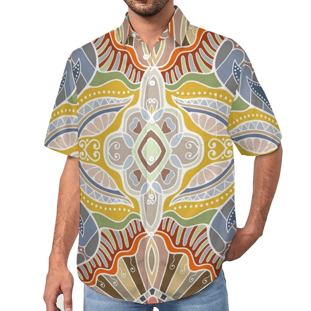 Men's Vintage Print Vacation Hawaiian Shirt 2306104050