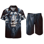 Men's Hawaiian Print Beach Two-Piece Suit 2305102355