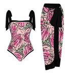Fashion Printed One Piece Swimsuit And Cover Up 2305105223