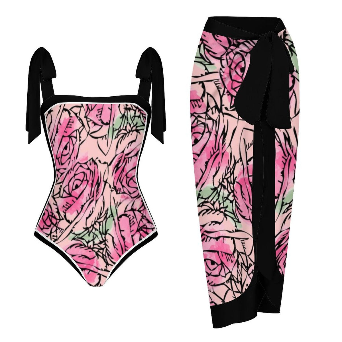 Fashion Printed One Piece Swimsuit And Cover Up 2305105223