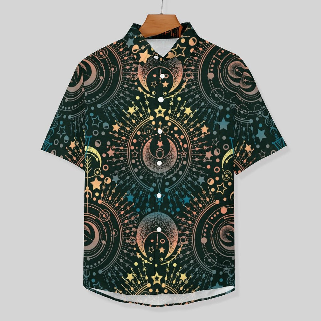 Men's Star And Moon Print Vacation Hawaiian Shirt 2306104044