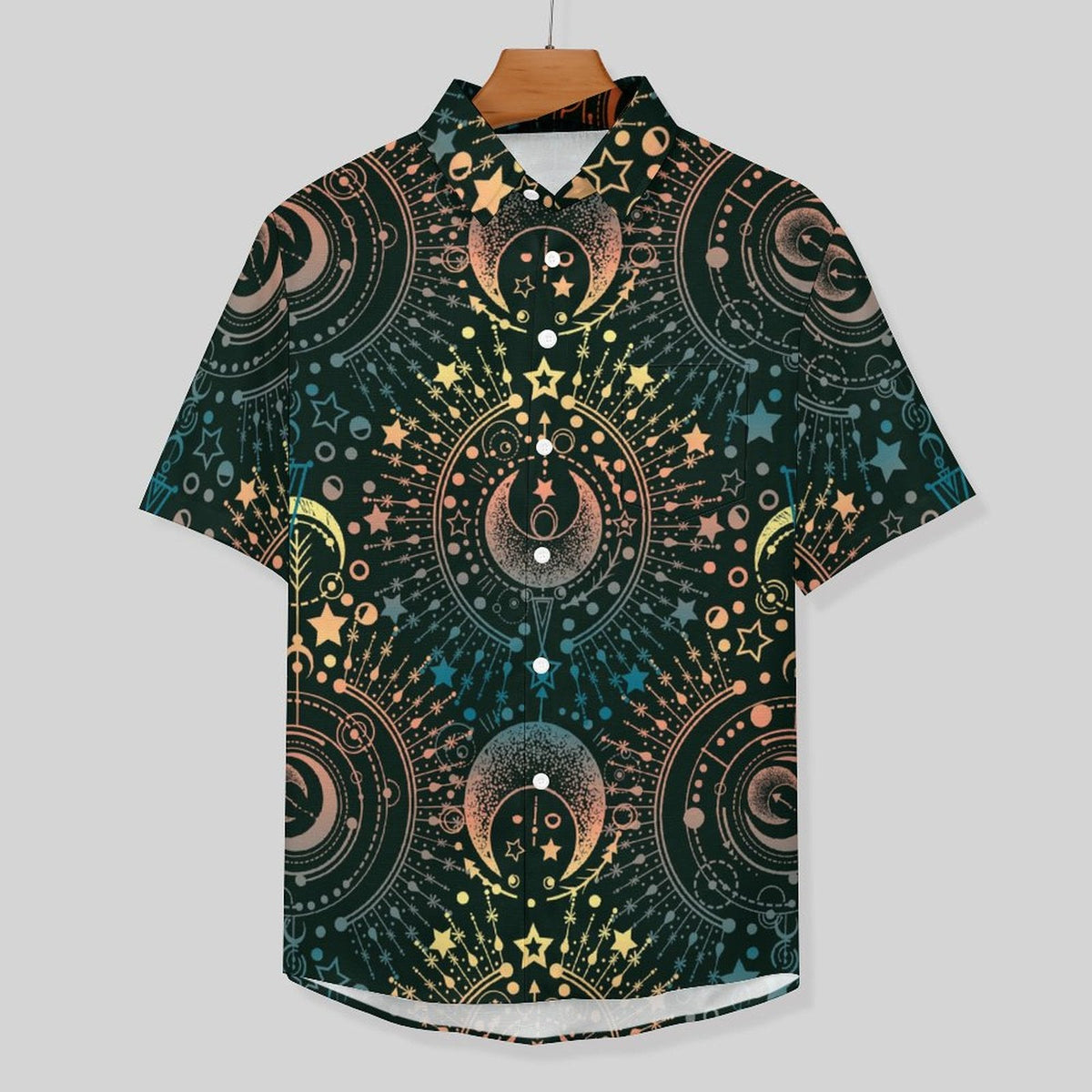 Men's Star And Moon Print Vacation Hawaiian Shirt 2306104044