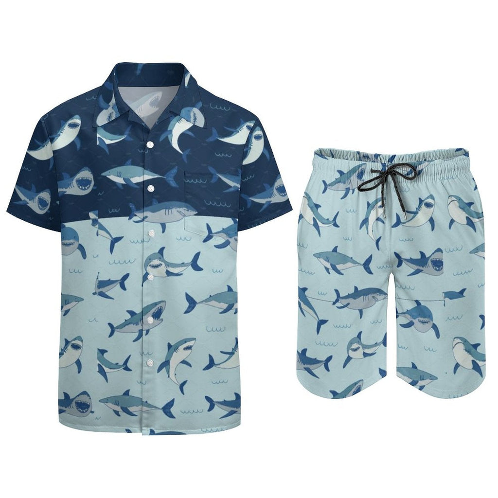 Men's Hawaiian Print Beach Two-Piece Suit 2305102351
