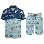 Men's Hawaiian Print Beach Two-Piece Suit 2305102351