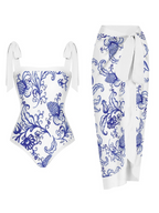 Fashion Printed One Piece Swimsuit And Cover Up 2305105236