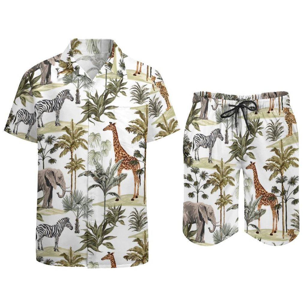 Men's Hawaiian Print Beach Two-Piece Suit 2305102346