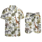 Men's Hawaiian Print Beach Two-Piece Suit 2305102346