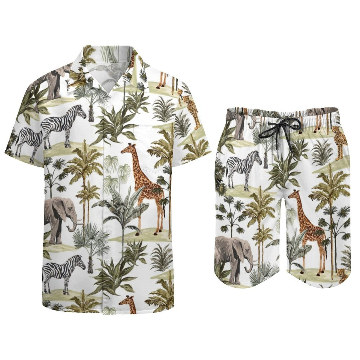 Men's Hawaiian Print Beach Two-Piece Suit 2305102346