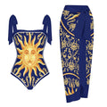 Fashion Printed One Piece Swimsuit And Cover Up 2305105404