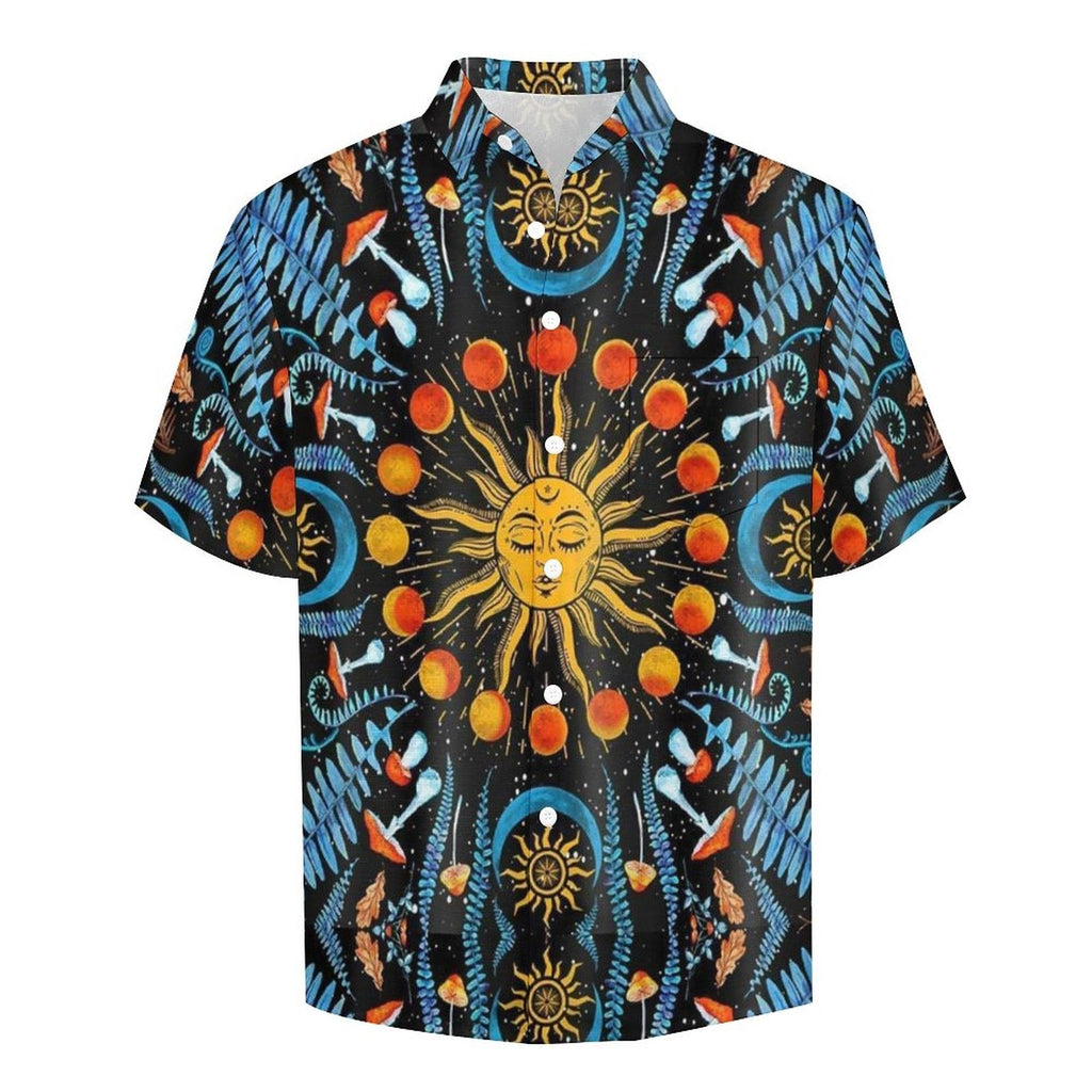 Men's Vintage Sun Print Vacation Hawaiian Shirt 2306104042