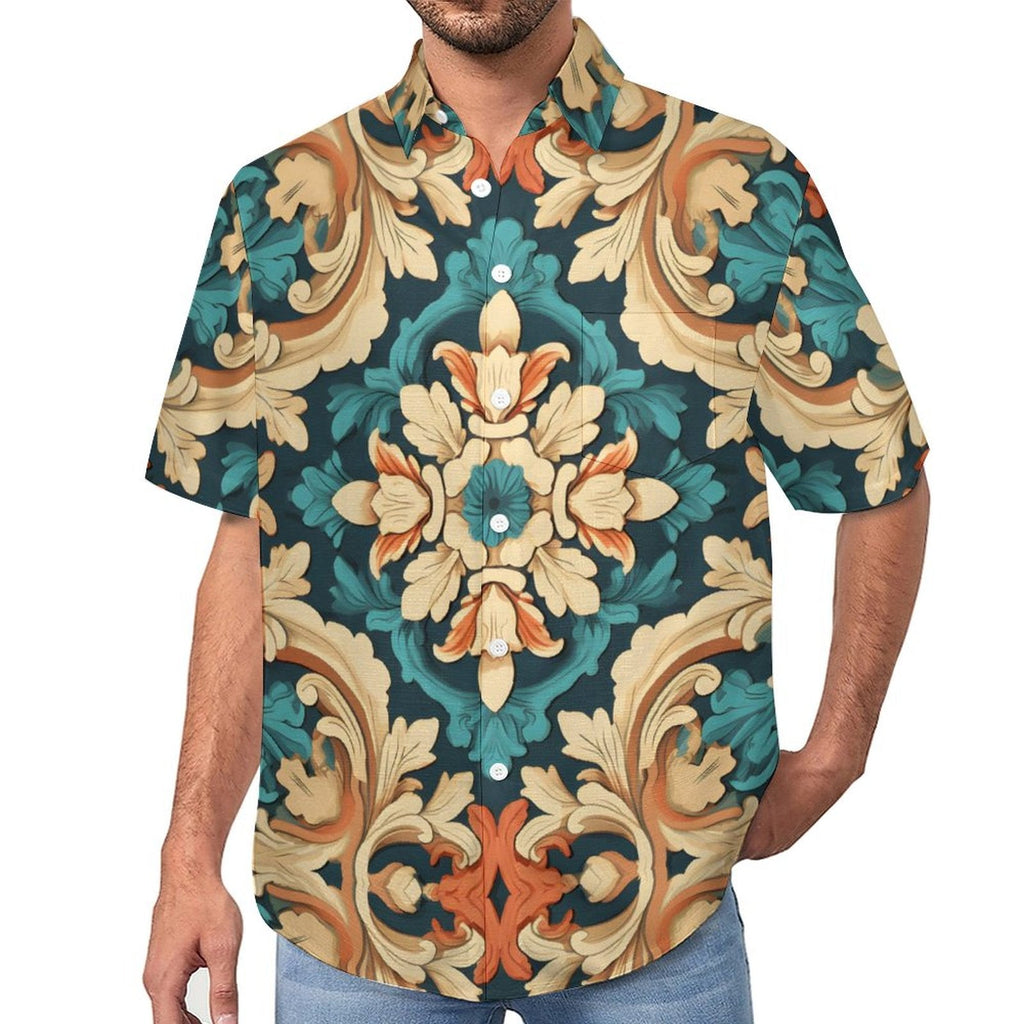 Men's Vintage Print Vacation Hawaiian Shirt 2306104043