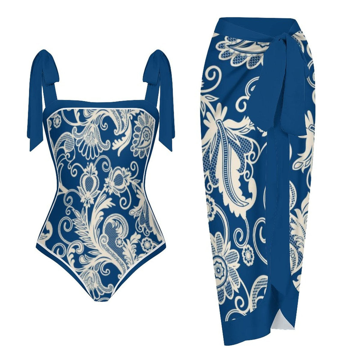 Fashion Printed One Piece Swimsuit And Cover Up 2305104538