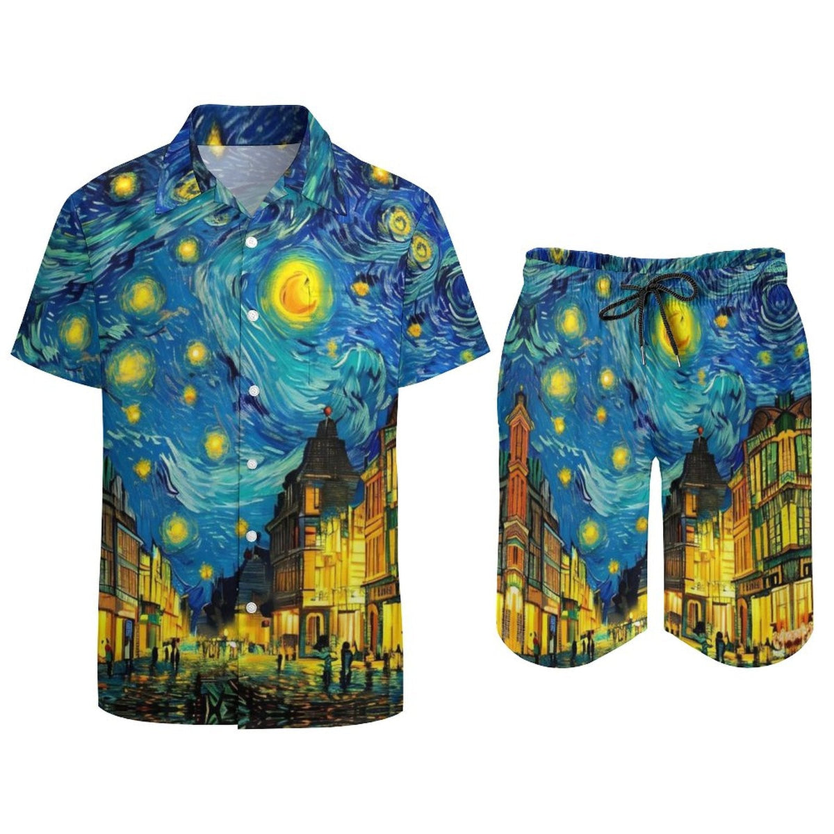 Men's Hawaiian Print Beach Two-Piece Suit 2305102311