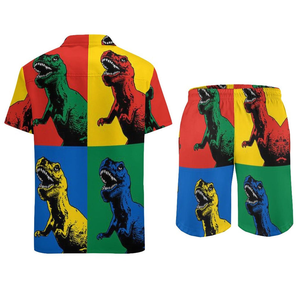 Men's Hawaiian Print Beach Two-Piece Suit 2305102308