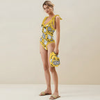 Casual Printed One Piece Swimsuit And Cover Up 2305105077