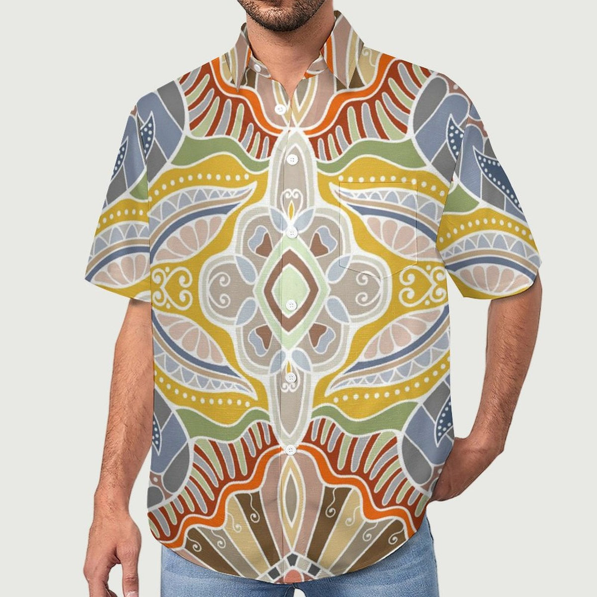 Men's Vintage Print Vacation Hawaiian Shirt 2306104050