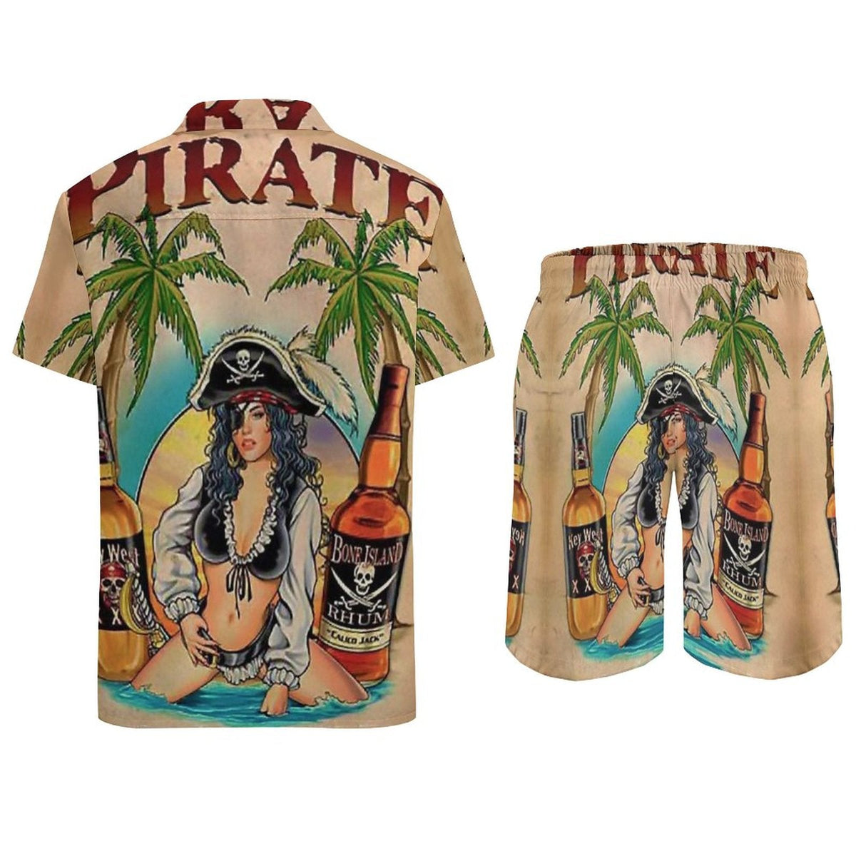 Men's Hawaiian Print Beach Two-Piece Suit 2305104104
