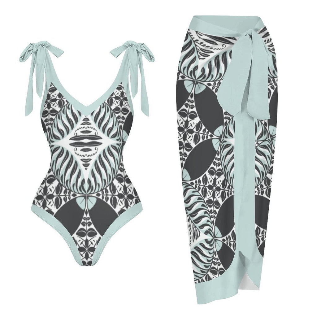 Casual Printed One Piece Swimsuit And Cover Up 2306100474