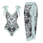 Casual Printed One Piece Swimsuit And Cover Up 2306100474