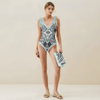 Casual Printed One Piece Swimsuit And Cover Up 2306100474