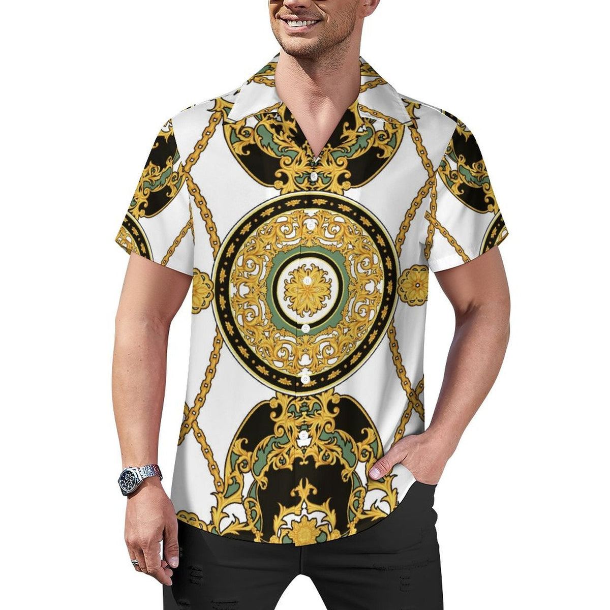 Men Hawaiian Casual Short Sleeve Shirt 2306100097