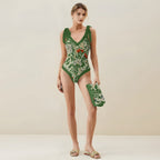 Casual Printed One-Piece Swimsuit And Cover Up 2305102482