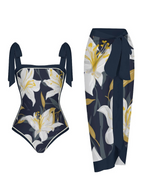 Fashion Printed One Piece Swimsuit And Cover Up 2305104976