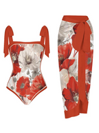Fashion Printed One Piece Swimsuit And Cover Up 2305105387