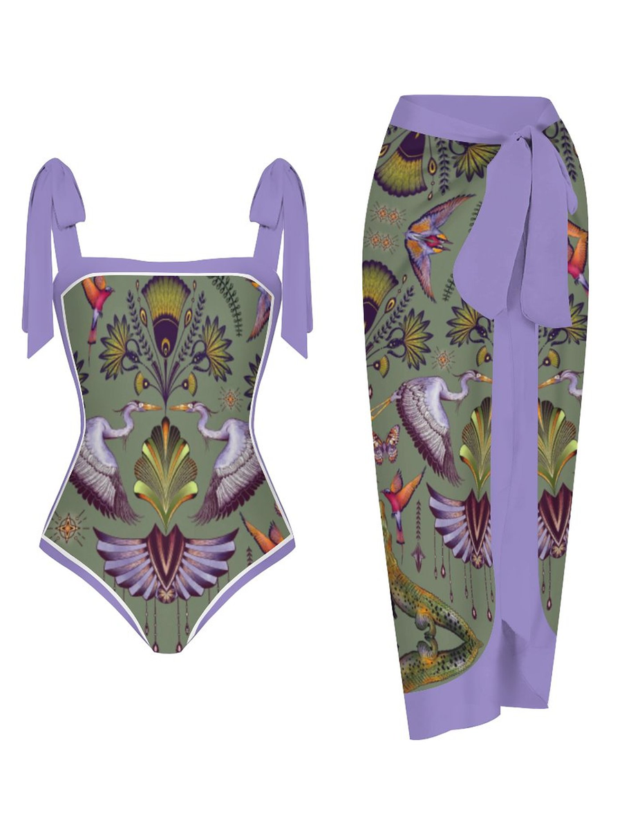 Fashion Printed One Piece Swimsuit And Cover Up 2306100619