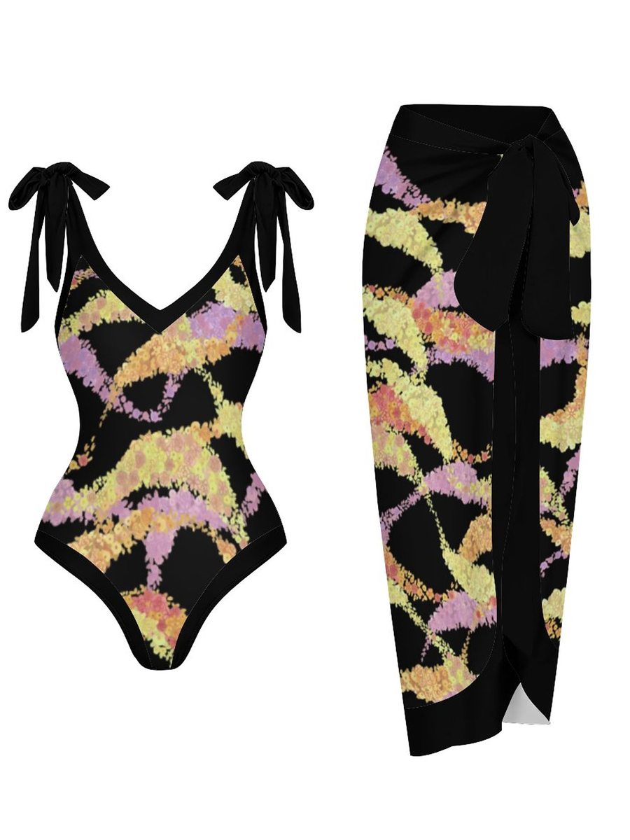 Casual Printed One Piece Swimsuit And Cover Up 2306100156