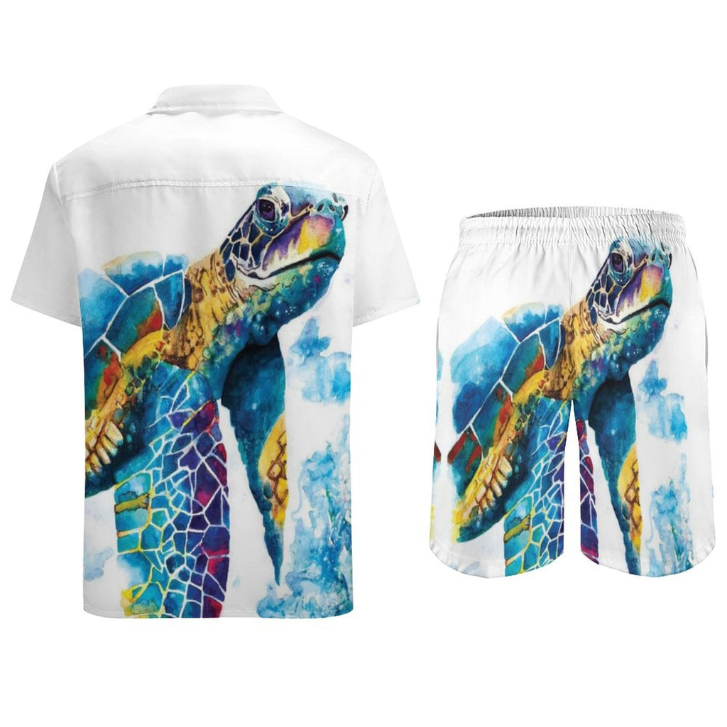 Men's Hawaiian Print Beach Two-Piece Suit 2305104105