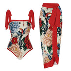 Fashion Printed One Piece Swimsuit And Cover Up 2305104918