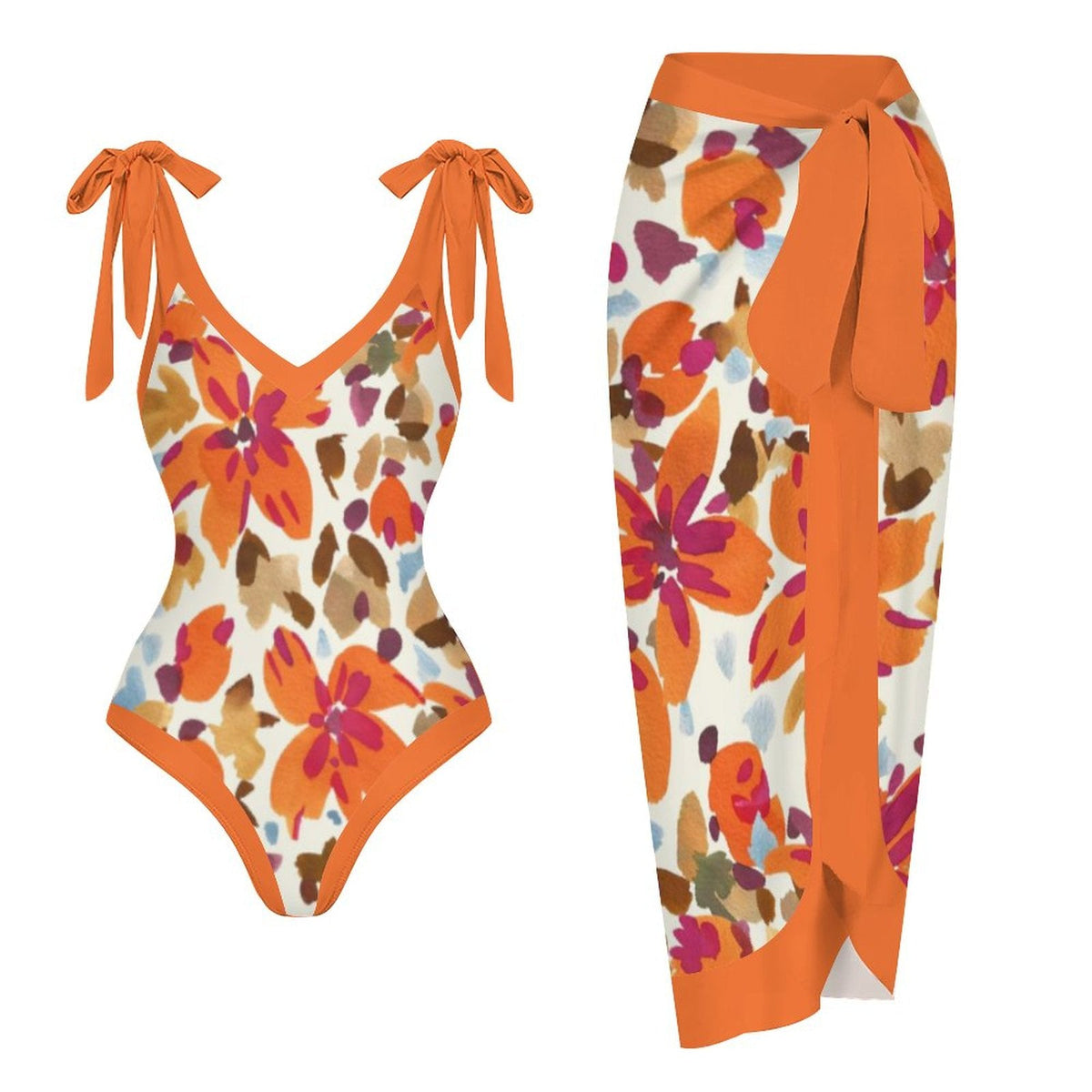 Casual Printed One Piece Swimsuit And Cover Up 2306100418