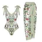 Casual Printed One-Piece Swimsuit And Cover Up 2305103380