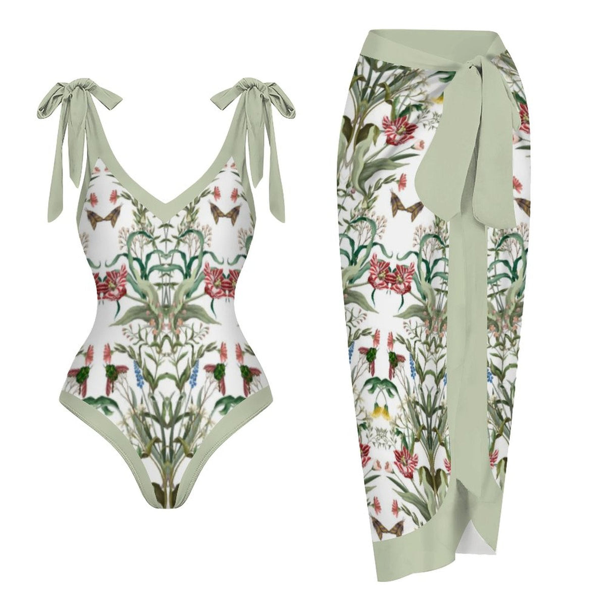 Casual Printed One-Piece Swimsuit And Cover Up 2305103380