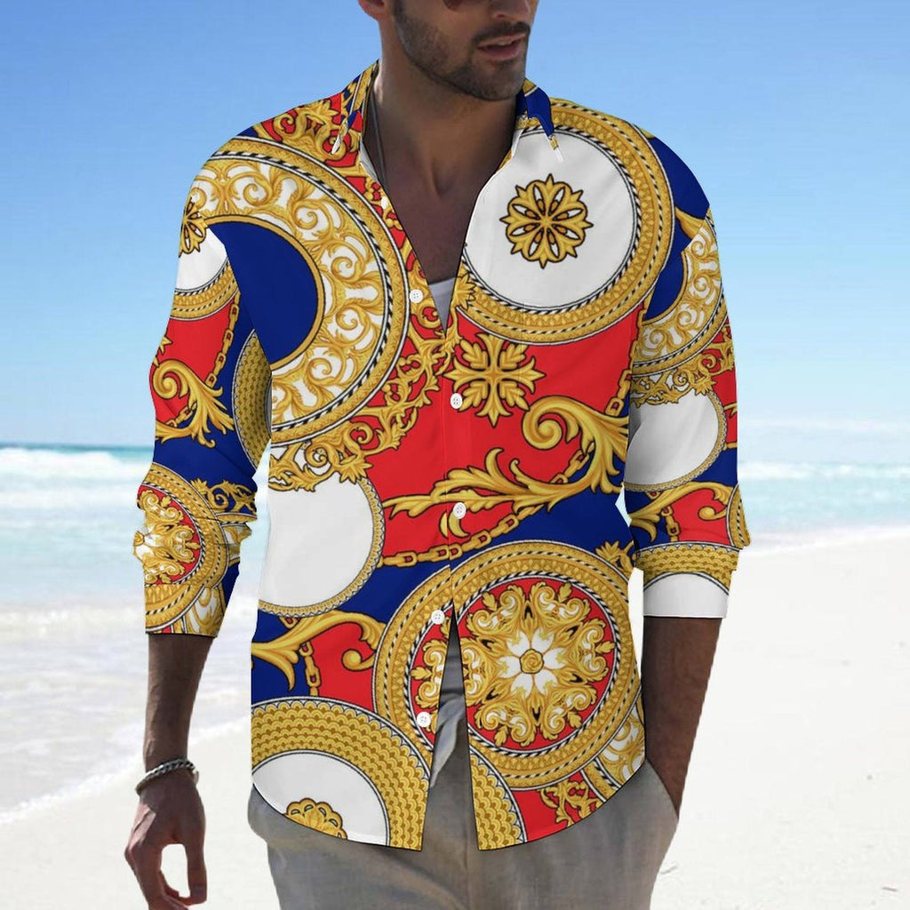 Men's Casual Printed Long Sleeve Shirt 2306103091