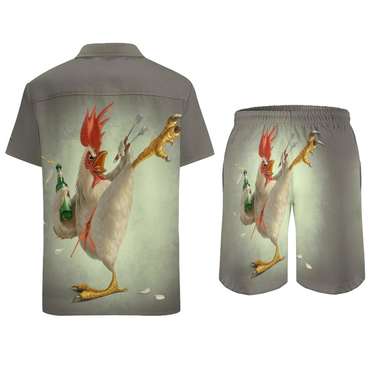 Men's Hawaiian Print Beach Two-Piece Suit 2305104106