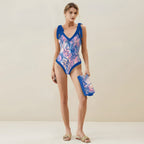 Casual Printed One Piece Swimsuit And Cover Up 2305106848