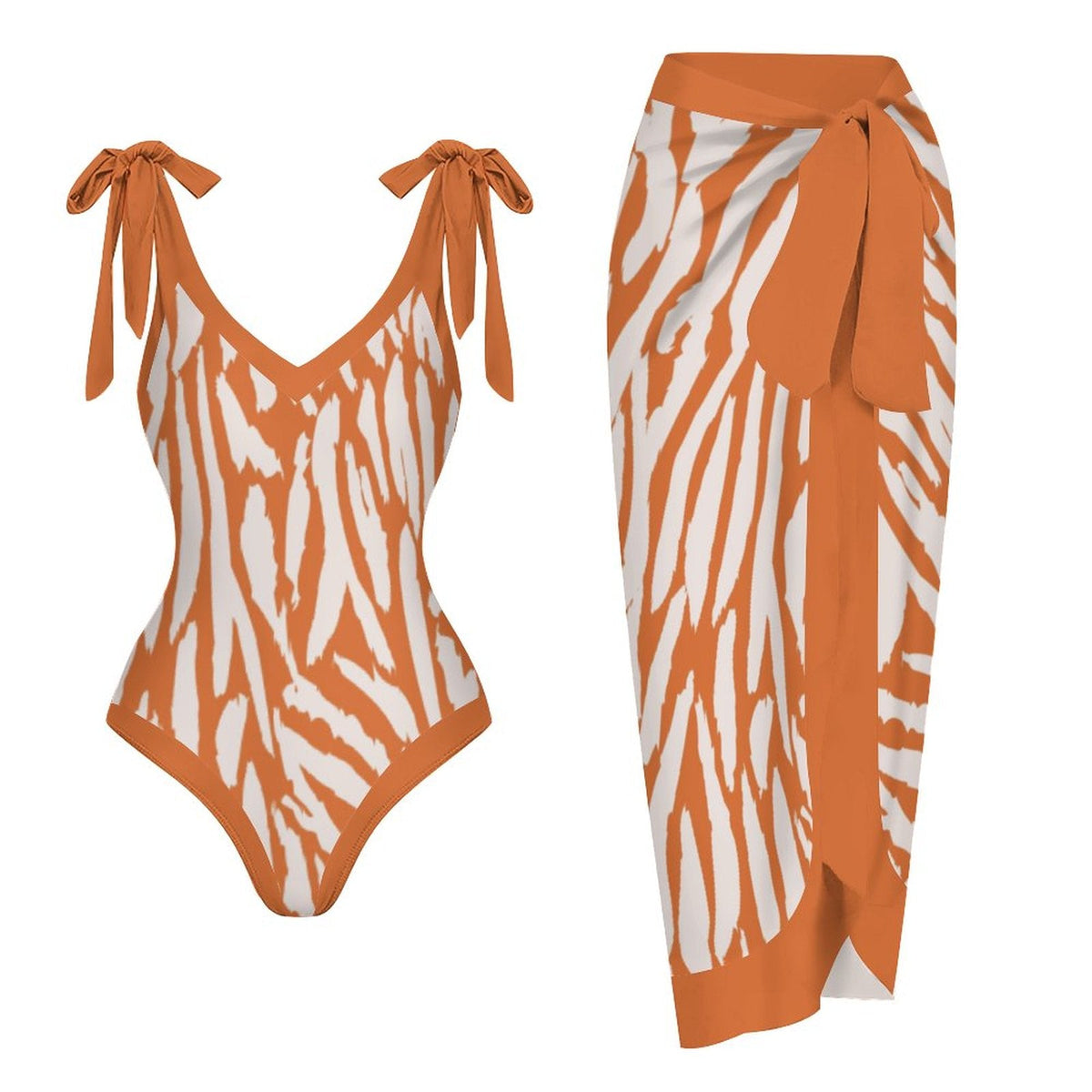 Casual Printed One-Piece Swimsuit And Cover Up 2305104032