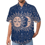 Men's Star And Moon Print Vacation Hawaiian Shirt 2306104046