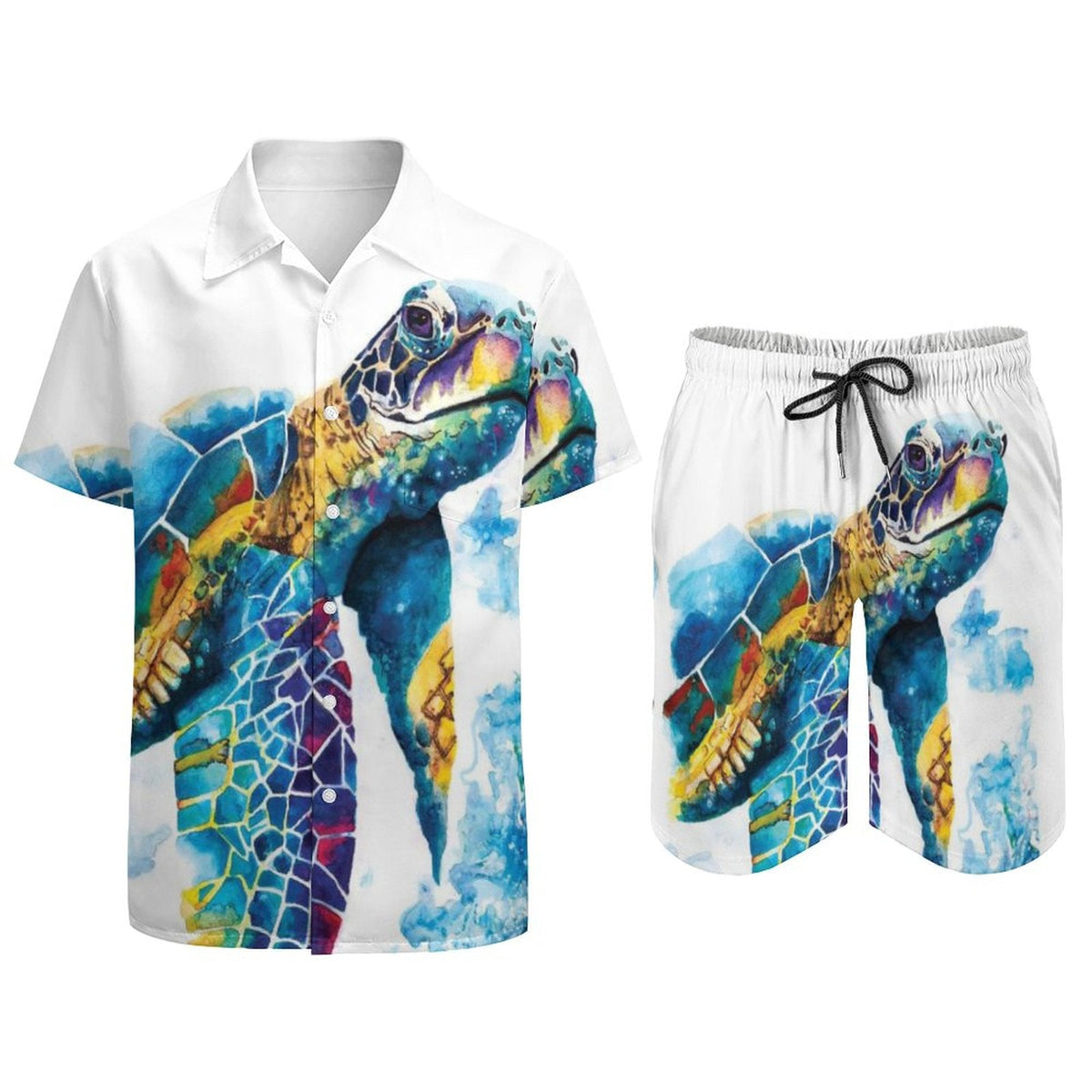 Men's Hawaiian Print Beach Two-Piece Suit 2305104105