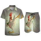 Men's Hawaiian Print Beach Two-Piece Suit 2305104106