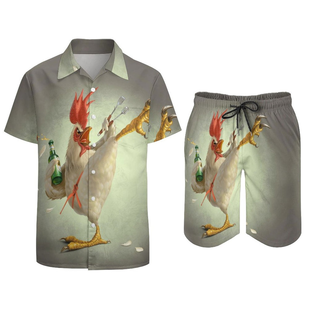 Men's Hawaiian Print Beach Two-Piece Suit 2305104106