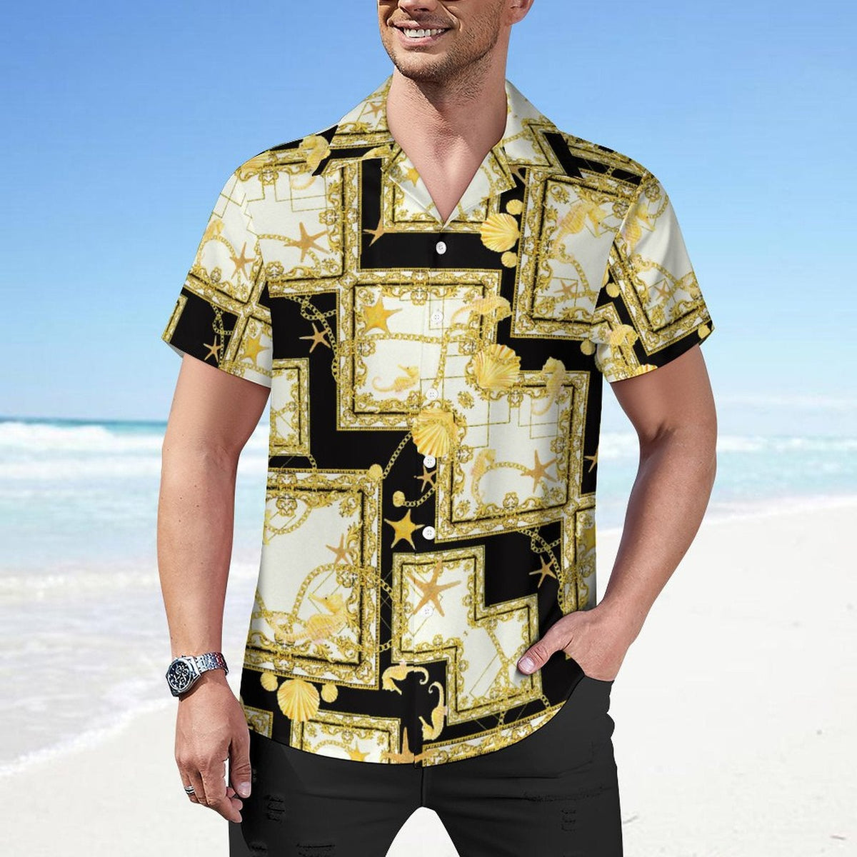 Men Hawaiian Casual Short Sleeve Shirt 2306100034