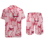 Men's Hawaiian Print Beach Two-Piece Suit 2305102356