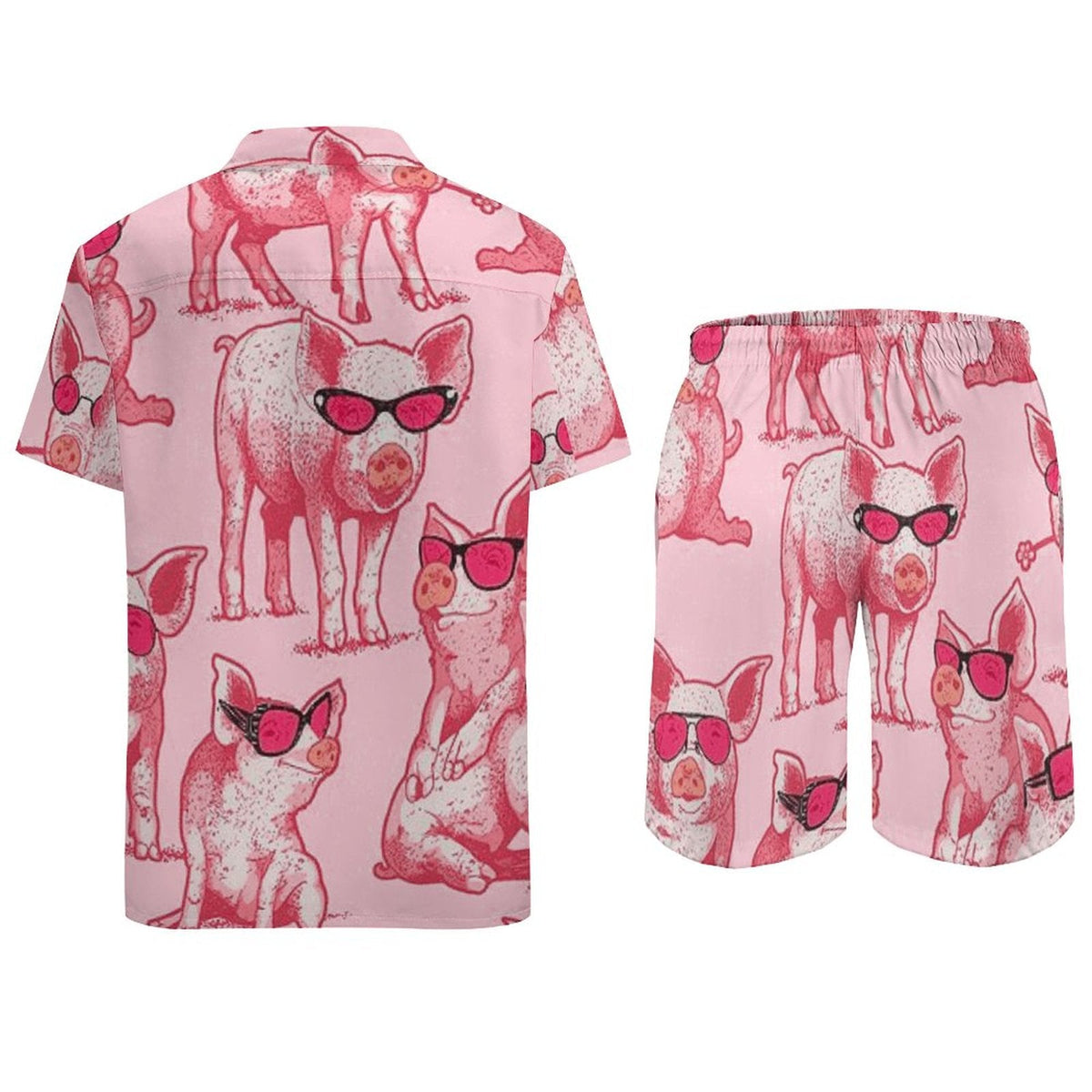 Men's Hawaiian Print Beach Two-Piece Suit 2305102356